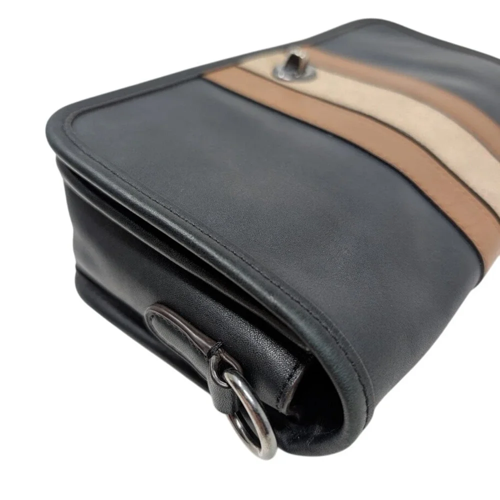 Coach Penny 75th Anniversary Stripe Crossbody Bag‎ Black Brown Limited Edition